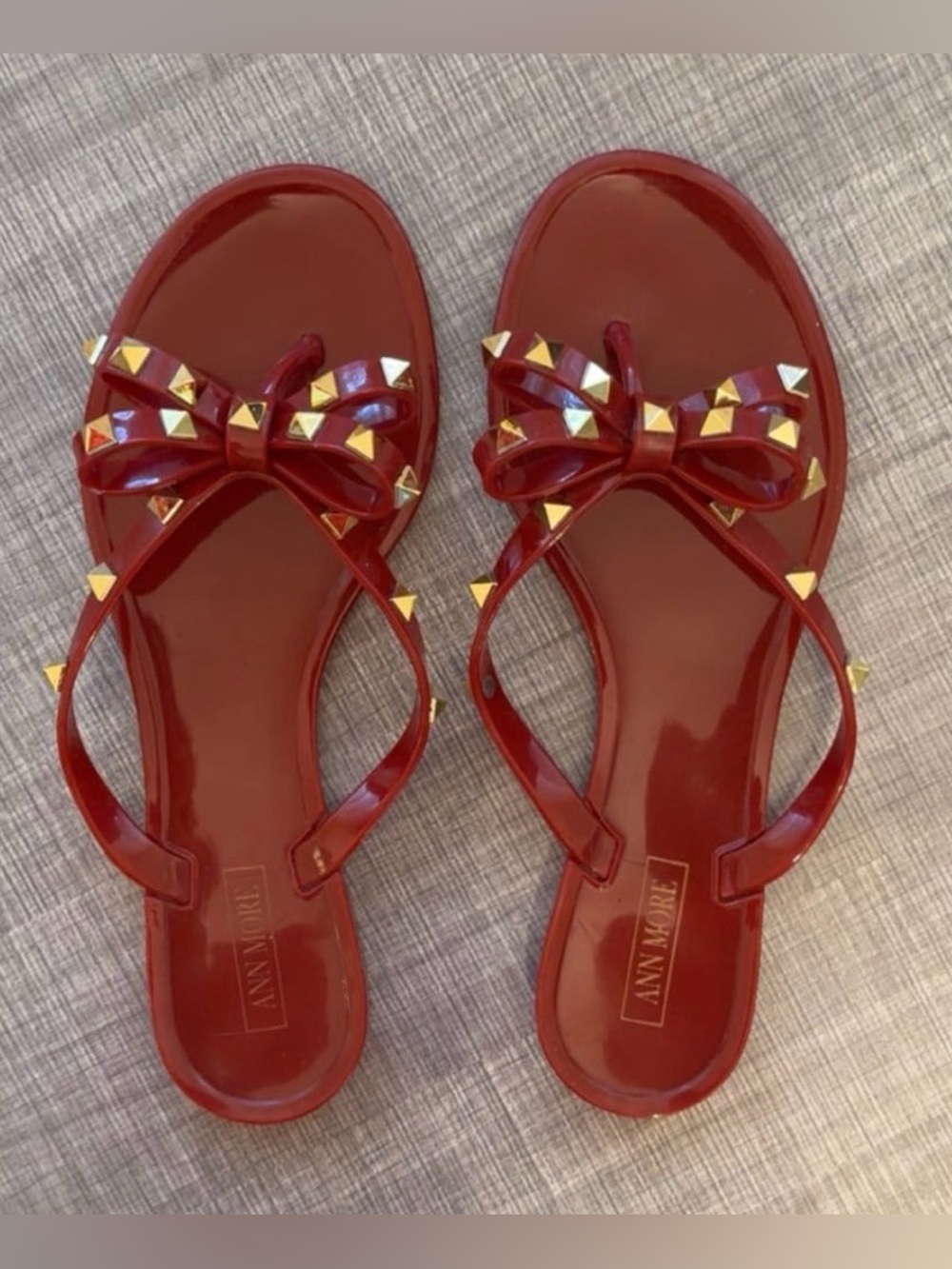 Red Studded Jelly Sandals